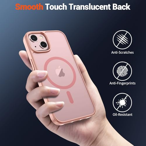 Image of SUPFINE Magnetic for iPhone 15 Plus Case & iPhone 14 Plus Case(Compatible with MagSafe)(Military Grade Drop Protection) Slim Translucent Shockproof Phone Case,Pink