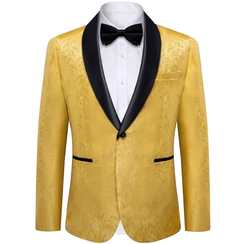 DiBanGu Mens Blazer One Button Shawl Lapel Tuxedo Sport Coat Casual Dress Suit Jacket for Men Wedding Party Prom