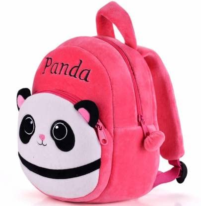Kids School Backpack Fabric Panda Cartoons Soft Toy Bag Backpack Plush Bag (Pink, 11 L)