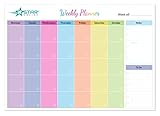 Monthly Planner Pad Personal Organiser with 52 Tear Off Colour Coded Days with Notes areaPages Notes Section, Undated Calendar Personal Desktop Organiser, for Work, School, Meal, and Fitness Planning
