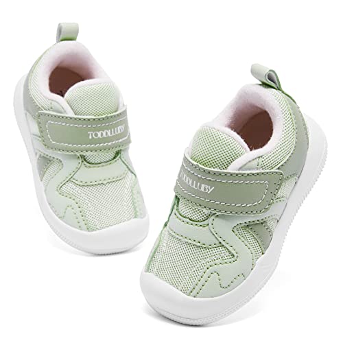 Baby Boys Girls Walking Shoes Infant Lightweight First Walker Shoes Breathable Non-Slip Hook And Loop Sneakers 6 9 12 18 24 Months Green Size 6-12 Months Infant #TOP7