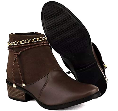 Bota Para Mulheres Moda Inverno Botinha Tendencia Cor:Marrom;Tamanho:35