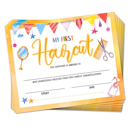 Doodlream 30 My First Haircut Certificates Award Paper for Baby, 9.8