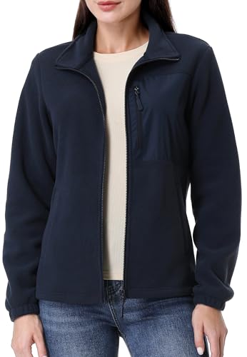 GIMECEN Women's Full Zip Soft Polar Fleece Jacket Outdoor Recreation Coat with Pockets Long-Sleeve Comfortable Outerwear - Thumbnail 4