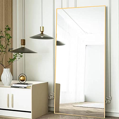 Image of BEAUTYPEAK Full Length Mirror 32 inchx71 inch, Rectangle Large Full Body Floor Mirrors, Dressing Wall Mirror with Aluminum Alloy Thin Frame for Living Room, Bedroom, Gold