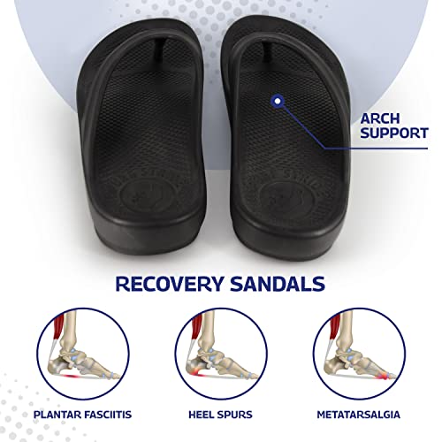 Pure Stride Therapeutic Flip Flops, Orthotic Thong Sandals for Plantar Fasciitis, Metatarsal and Heel Spurs, Feet Pain Relief and Arch Support - Black, Men’s Size 112