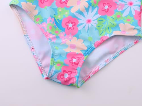Image of Girls One Piece Swimsuits Adjustable Double Strap for Kids Palm Tree Print Toddler Bathing Suit Size 2T-10