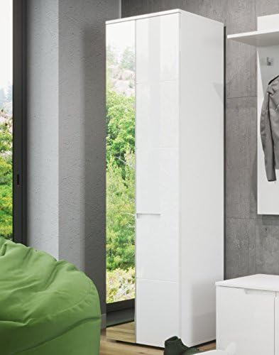 Cellini White Gloss Mirrored Slim Narrow 2 Door Wardrobe Cupboard S22 - by furniture factor