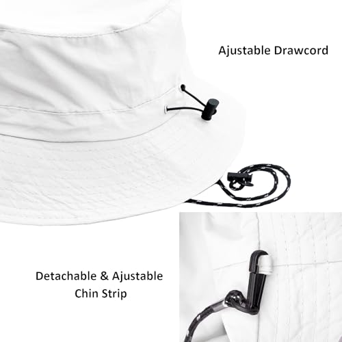 Image of woogwin Waterproof Bucket Rain Hat with Chin Strap Quick Dry Packable Boonie Sun Hat Safari Hat UV Protection