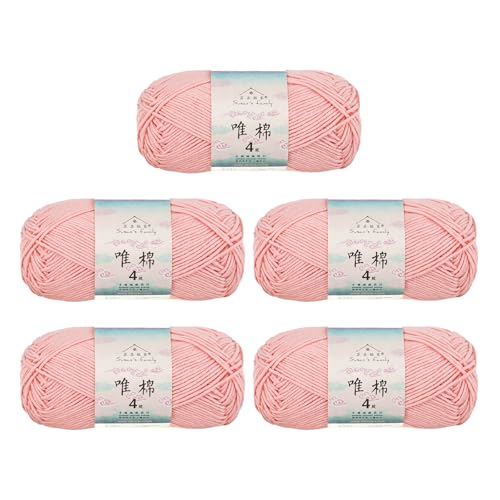 Susan's Family Combed Cotton 4 ply Yarn 5x50g-5Packs-02#Quartz Pink