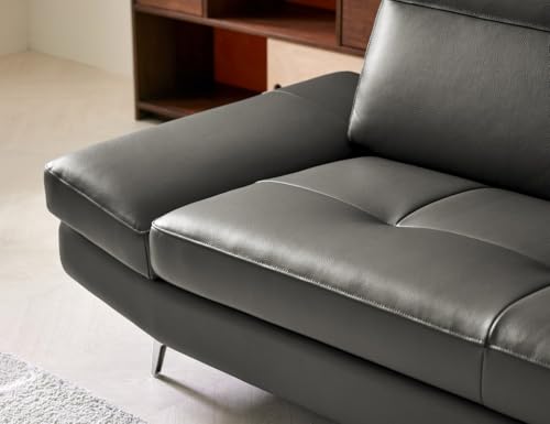 Image of Fabrique Swanky Leatherette 3 Seater Sofa Set with Puffy Luxury Dark Grey | Stylish Home Office & Living Room Furniture | Lightweight Design with Durable Stainless Steel Legs