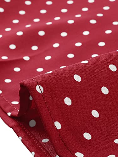 Allegra K Women's Peter Pan Collar Vintage Polka Dots Top Large Red #TOP5