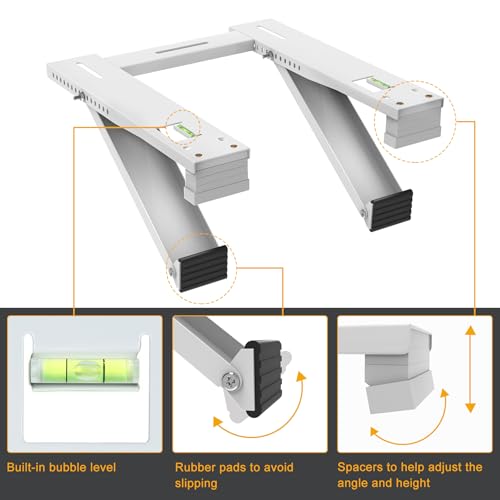 LBG Products Window Air Conditioner Bracket,Heavy Duty AC Support with 2 Arms,Up to 200lbs,Fit 5,000-22,000 BTU AC Units,Easy to Assemble Window AC Brackets