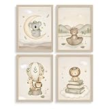 Générique Poster decorativi per camera dei bambini, 4 poster, morbido e tranquillo, formato A4, 21 x 30 cm, carta 350 g/m², design esclusivo