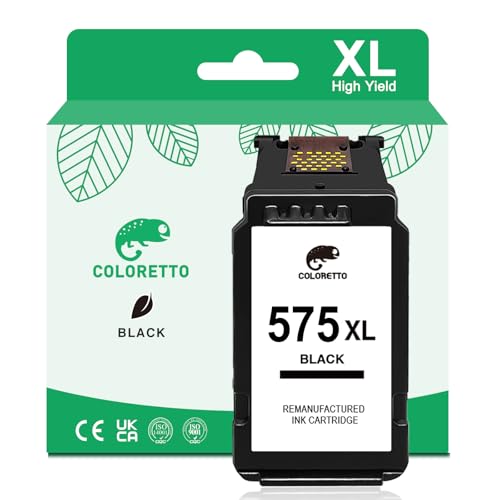 COLORETTO 575XL (1 Negro) Cartucho de Tinta Remanufacturado para Canon PG 575 XL Compatible con pixma TS3550i TS3551i TS3750i TS3751i TS3752i TR4750i TR4751i TR4755i TR4756i