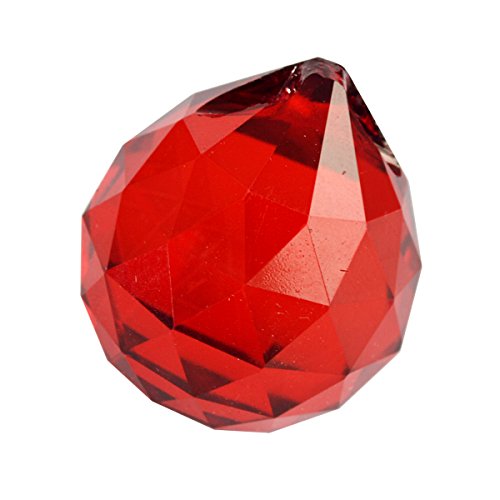 fengshuisale 30mm Crystal Ball Prisms for Chandelier, Ceiling Light, Christmas Tree, Window Display, Wedding Display, Curtains W Red String Bracelet (Red)