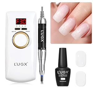 L’UGX Professional Nail Drill Machine Rechargeable with Coreless Motor with Milky Glitter White Gel Nail Polish 15ml