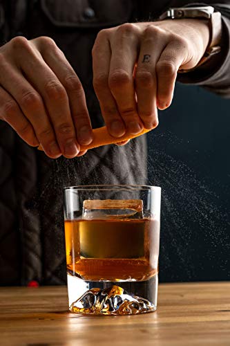 Amehla Mountain Whiskey Glass Set Of 2 - Handmade Crystal Whisky Glasses - Manblown Crystal Glass - 10-Ounce Double Old Fashioned Rocks Tumbler Drinking Glass Set #TOP4