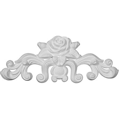 Ekena Millwork ONL13X05X01NA 13 3/4-Inch W X 5 1/2-Inch H X 1-Inch P Nadia Decorative Rose Center with Scrolls Onlay