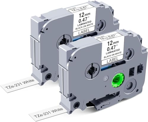 �݊��s�[�^�b�` �e�[�v 12mm �� �s�[�^�b�`�L���[�u �e�[�v�J�[�g���b�W tze�e�[�v tze-231 �u���U�[ P-touch P�^�b�` 2�Z�b�g