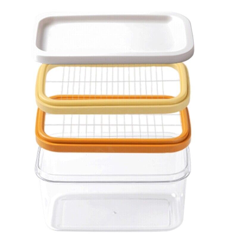Glowick Plastic Rectangle Butter Keeper with Cutter Easy Cutting and Storage with Lid Butter Container Butter Box Butter Case for Countertop or Fridge (1Pcs) 1