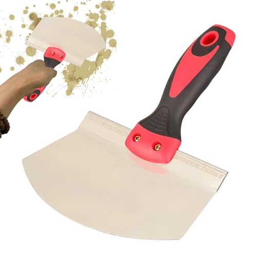 Pala de cubo de acero inoxidable, pala curvada para cubo | Espátula curva de acero inoxidable | Espátula multiusos para pintores, albañiles, raspadores colgantes para eliminar masilla y