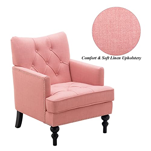 Altrobene Modern Accent Club Chair Single Sofa Chair Tufted Upholstered Armchair For Living Room/Bedroom, Pink #TOP3