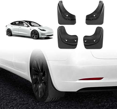 No-drill Installation Splash Guards No-Drilling Mud Flaps For Tesla Model 3 2017-2023 - Carbon Fiber Rock Chip Protection Tesla - View #2