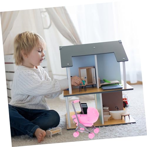 NOLITOY Mini Puppenwagen für Puppenhaus Simulierter Kinderwagen Zubehör für Rollenspiele Leichtes und Sicheres Material Hand Augen Koordination Fördernd – Bild 6
