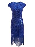 Viloree Femmes Robe de 1920s Pailleté Embelli Frange Flapper Robe Jazz Charleston Great Gatsby Dress Bleu L