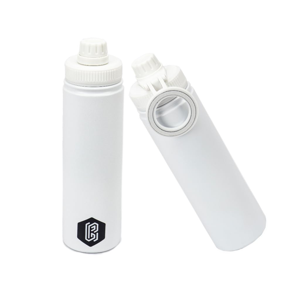 BLUEBRIT 800ml Water Bottle with Magnetic Phone Holder, Insulated Stainless Steel Drinks Bottle with Hands Free Phone Stand Gym Bottle for Travel Sport School & Outdoor Use (White, 800, Milliliters)