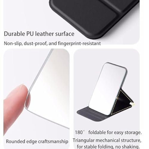 Image of Travel Mini Makeup Mirror (11x7 cm),Portable Folding Mirrorwith Stand,Light Weight and Slim Design for Purse,Travel,Use Anywhere,Easy Portability,Fits in Purse,Bag,Pocket (Black, Pack of 1)
