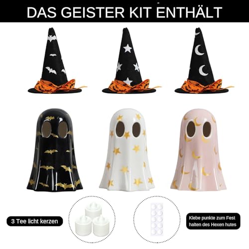 Fantômes en céramique statuettes Halloween de qualité supérieure faites main