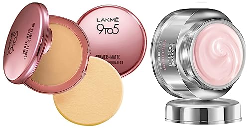 Image of Lakme Absolute Perfect Radiance Skin lightening /Brightening Night Creme 50 g And Lakme 9 to 5 Primer with Matte Powder Foundation Compact, Ivory Cream, 9g