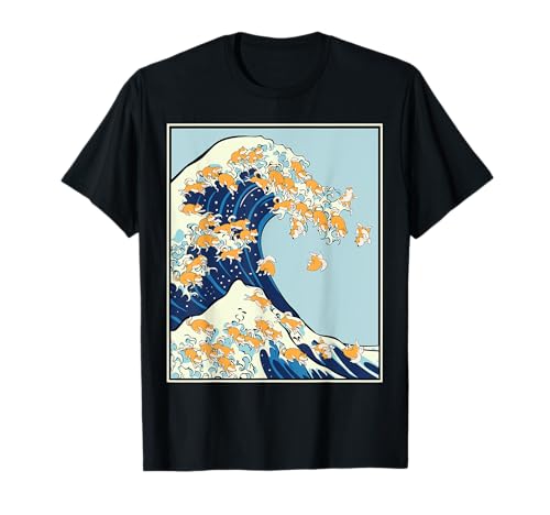 柴犬 大波 日本 神奈川 北斎 犬 動物 Tシャツ