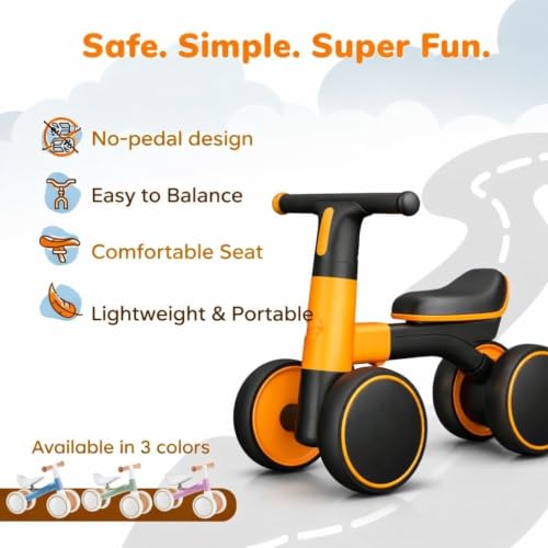 Image of 4 Wheel Ride On Balance Bike for Toddlers, Baby Push Walker Ride-On Toy with Silent Wheels, Indoor Outdoor First Bike,Beads Drawing Board for Kids & Girls (Pink)