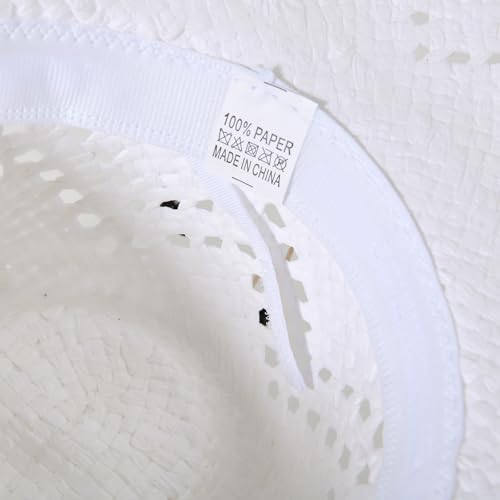 Image of Cowboy Hats for Women & Men Straw Cowboy Hat Wide Brim Western Cowgirl Hats Summer Sun Hat
