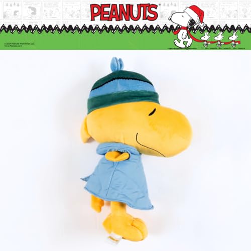 Image of Peanuts Woodstock Winter Coat Holiday & Christmas Bedding Super Soft Plush Cuddle Pillow Buddy, (Officially Licensed Product) By Franco