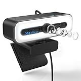 Webcam for PC with Microphone, 4K Webcam Streaming Camera, Web Cam with Cover and Rotatable Clip for Desktop, Laptop, Plug and Play USB Camera for Video Calling, Conference, Meeting, Studying, Gaming - Image 1