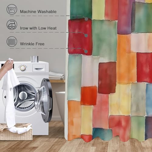 Rideau de douche imperméable 180x180 cm en tissu polyester lavable - 5