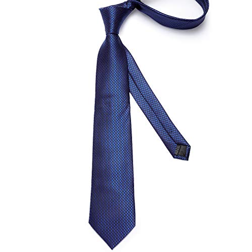 Image of DiBanGu Mens Solid Color Tie and Pocket Square Set Woven Silk Plain Necktie & Handkerchief for Men Wedding Party Formal