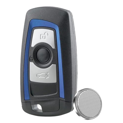3 Button BMW Key Fob Case Replacement with Uncut Blade & Battery 2450 Fit For BMW 1 2 3 4 Series (F20 F22 F30 F31 F32)- Smart Remote Key Shell Cover(Blue)