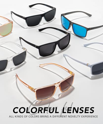 Image of Polarized Sunglasses for Men Rectangular Frame Men's Polarized Sunglasses Sports Sunglasses with UV400 Protection