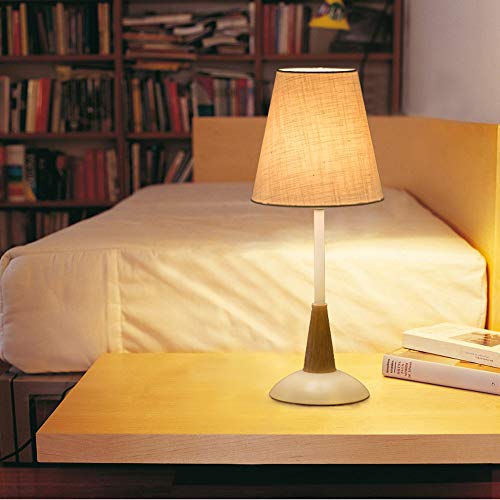 GUOCC luce da lettura vintage E27 Pulsante Switch Nordic Home Legno Lino Flax Tessuto Naturale Lampada da tavolo Camera da letto Desk Lampada da tavolo Creativa Semplicità creativa e moderno tavolo da - Image 7
