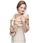 Olbye Women’s Faux Fur Wrap White Wedding Shawls Faux Fur Stole Shrug Fur Cape 1920s Fur Wraps fo...