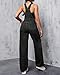 Womens Overalls Demin Wide Leg Cargo jumpsuit Loose Fit Bib Baggy Jean Overalls Adjustable Straps for Women Black XL.
