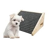 Hunderampe für Treppen Haustierrampe aus massivem Holz mit rutschfestem Filzbezug für kleine bis mittelgroße Hunde Treppenrampe für verletzte Hunde 30x25x15 cm