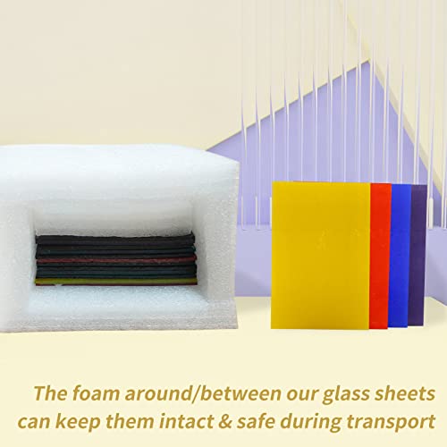 Buenoarte 12 Sheets Stained Glass Sheets, 4 X 6 Inch Cathedral Stained Glass Sheets, Art Bubble Glass, Mosaic Tiles Crafts For Diy Glass Craft Lovers (Transparent Mixed Color) #TOP4