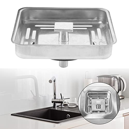 Square Sink Strainer Drainer Stainless Steel Kitchen Bathroom Sink Post Stopper Waste Plug for Home Office