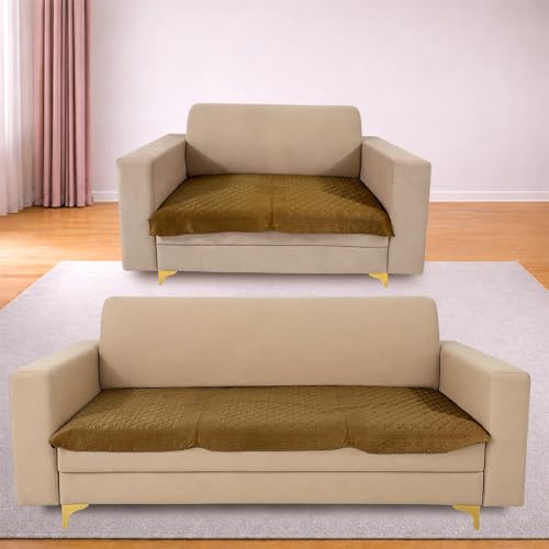 Image of Homerz Premium Petal Charm Sofa Cover | Embossed Floral Pattern | Soft Touch, Anti-Dust & Easy Wash Fabric Cloth, Washable and Durable (Mustard, 5(3+2) Seater, Only Seat Cover)